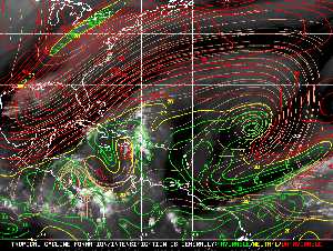 Météo tropicale : Carte des vents de cisaillement.