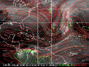 Météo tropicale : Carte des vents de cisaillement.