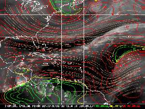Météo tropicale : Carte des vents de cisaillement.
