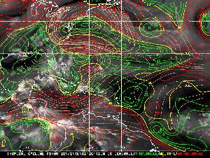 Météo tropicale : Carte des vents de cisaillement.