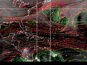 Météo tropicale : Carte des vents de cisaillement.