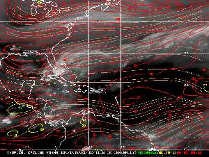 Météo tropicale : Carte des vents de cisaillement.