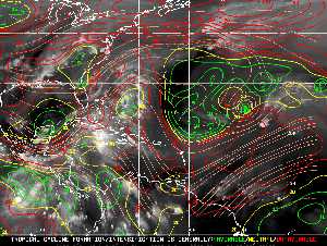 Météo tropicale : Carte des vents de cisaillement.