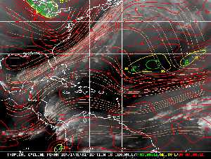 Météo tropicale : Carte des vents de cisaillement.