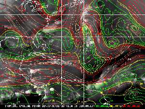 Météo tropicale : Carte des vents de cisaillement.