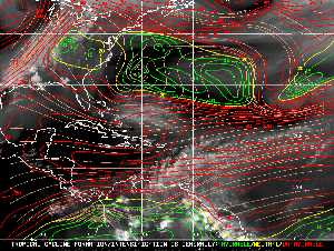 Météo tropicale : Carte des vents de cisaillement.