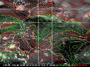 Météo tropicale : Carte des vents de cisaillement.