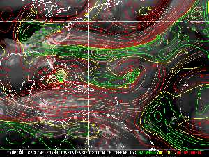Météo tropicale : Carte des vents de cisaillement.