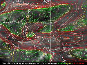 Météo tropicale : Carte des vents de cisaillement.