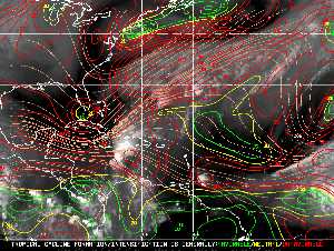 Météo tropicale : Carte des vents de cisaillement.