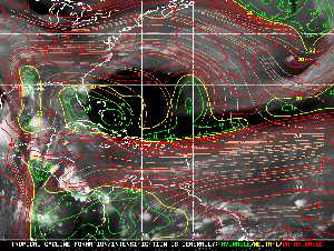 Météo tropicale : Carte des vents de cisaillement.
