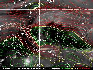 Météo tropicale : Carte des vents de cisaillement.