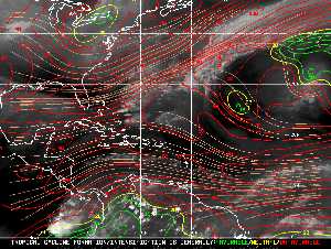 Météo tropicale : Carte des vents de cisaillement.
