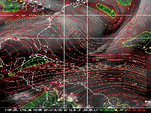 Météo tropicale : Carte des vents de cisaillement.