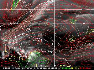 Météo tropicale : Carte des vents de cisaillement.