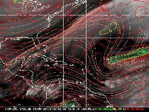 Météo tropicale : Carte des vents de cisaillement.
