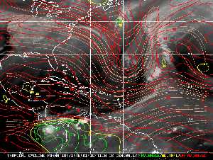 Météo tropicale : Carte des vents de cisaillement.