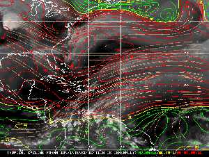 Météo tropicale : Carte des vents de cisaillement.