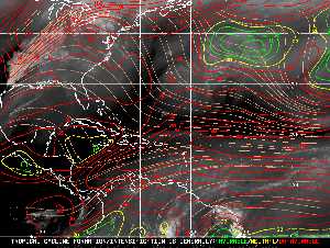 Météo tropicale : Carte des vents de cisaillement.