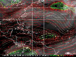 Météo tropicale : Carte des vents de cisaillement.