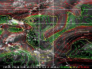 Météo tropicale : Carte des vents de cisaillement.