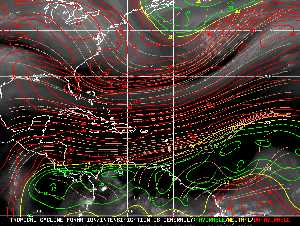 Météo tropicale : Carte des vents de cisaillement.