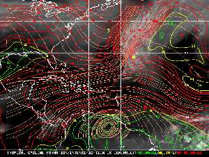 Météo tropicale : Carte des vents de cisaillement.