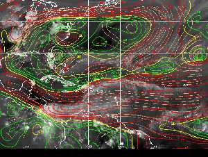 Météo tropicale : Carte des vents de cisaillement.