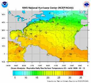 Carte des anomalies de température en Atlantique.