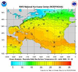 Carte des anomalies de température en Atlantique.