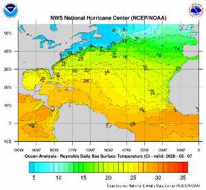 Carte des anomalies de température en Atlantique.