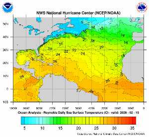 Carte des anomalies de température en Atlantique.