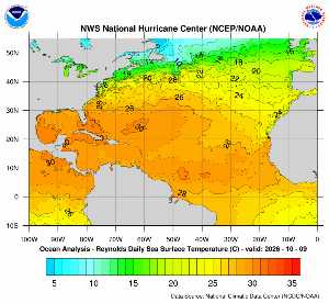 Carte des anomalies de température en Atlantique.