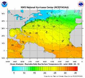 Carte des anomalies de température en Atlantique.