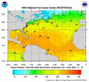 Carte des anomalies de température en Atlantique.
