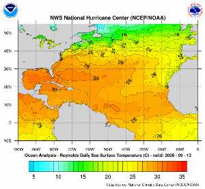 Carte des anomalies de température en Atlantique.
