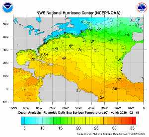 Carte des anomalies de température en Atlantique.