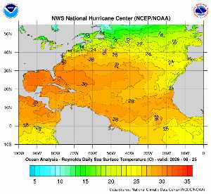 Carte des anomalies de température en Atlantique.