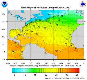 Carte des anomalies de température en Atlantique.