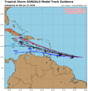 Tempête Gonzalo - prévision trajectoire - 23 juillet 6h UTC