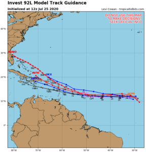 Invest 92L - Modèles trajectoire