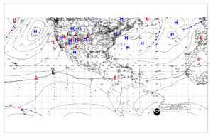 Carte météo nord Atlantique du NHC au 19/07/2020