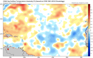 Temperature anomalies in the Atlantic July 12, 2020