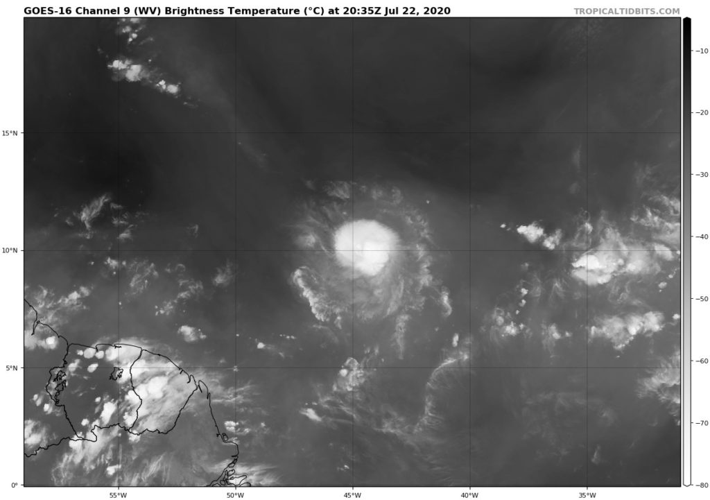 Tempete Gonzalo - satellite visible on July 22, 2020 - 20:30 UTC