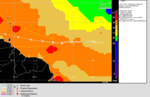 Storm Gonzalo - SST - July 23, 2020 18 p.m. UTC