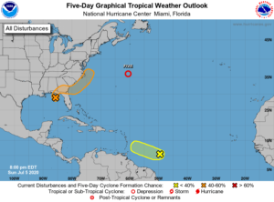 Prévision NHC Atlantique le 5 juillet 2020