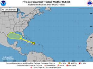 NHC hurricane forecast for July 19, 2020