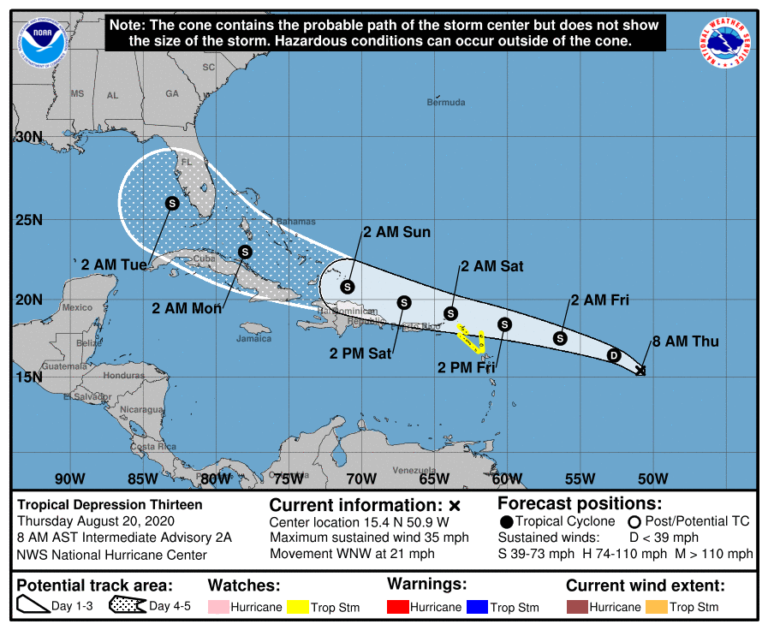 NHC - Depression 13 - 20/8/2020 - 12h UTC