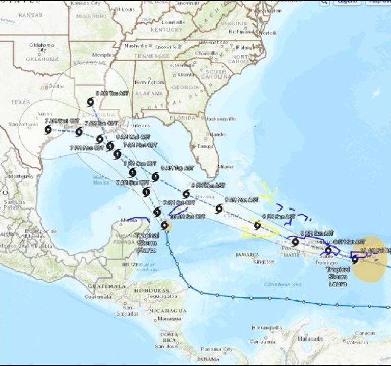 Cyclones Laura and Marco - Caribbean and Gulf of Mexico