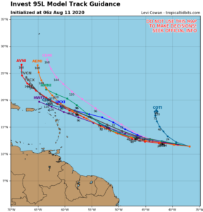 Invest 95L - 11/07/2020 - Prévision trajectoire